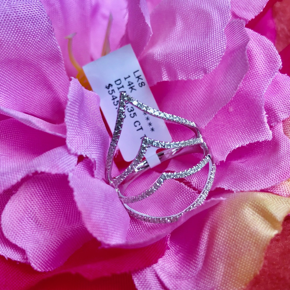 Genuine Diamond 14K WG Ring .35 cts - Picture 3 of 5